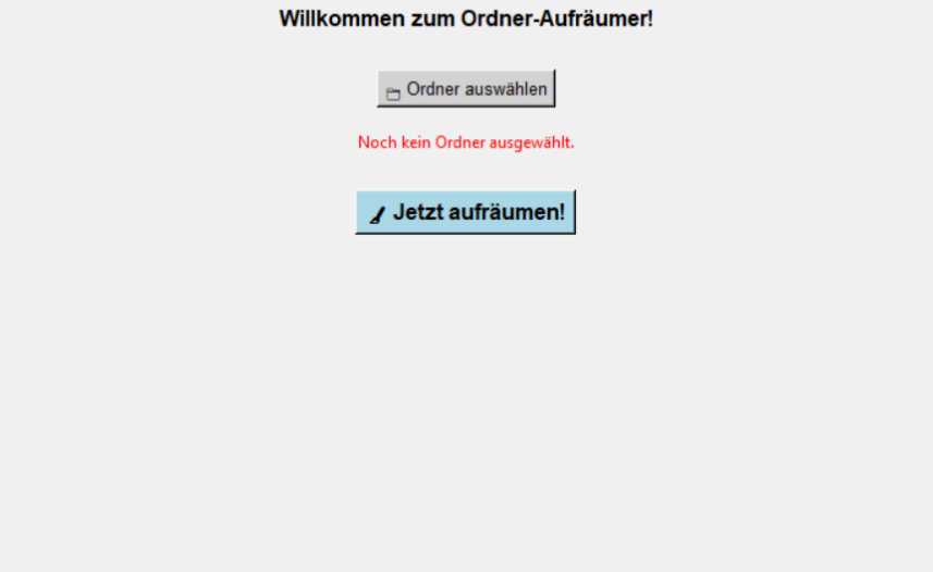 Grafische Oberfläche des Ordner-Aufräumers in Aktion